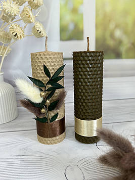 Набір натуральних свічок із вощини бежево-коричневий, 2шт./набір