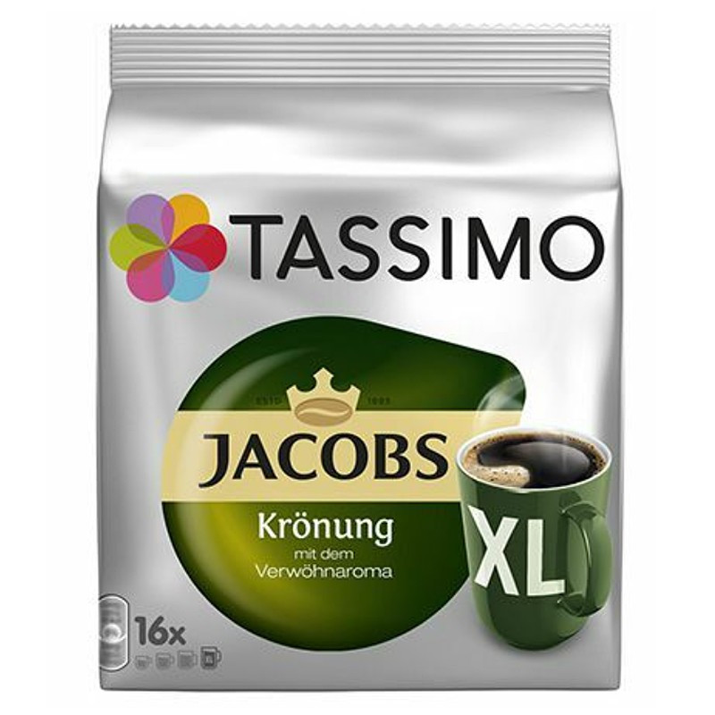 Кава в капсулах Tassimo Jacobs Kronung XL 16 порцій Німеччина тасімо класична кава, фото 1