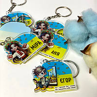 Іменний брелок. Виготовлення брелоків з індивідуальним дизайном. Брелочки для дітей Козаки та Козачки.