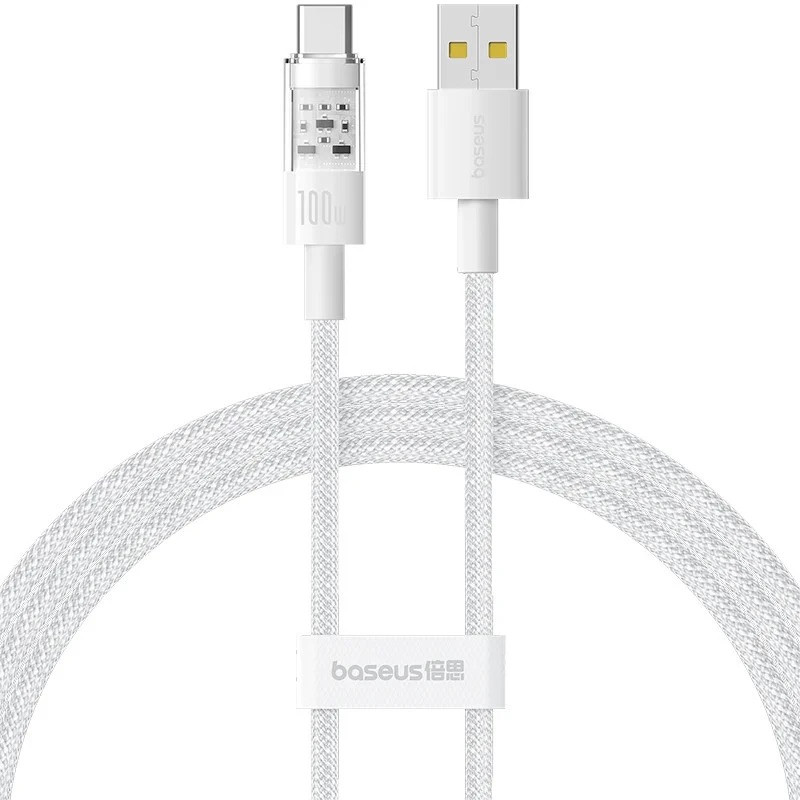 Кабель Baseus Gem Fast-Charging Data Cable USB to USB-C 100W 2m Moon White, фото 1