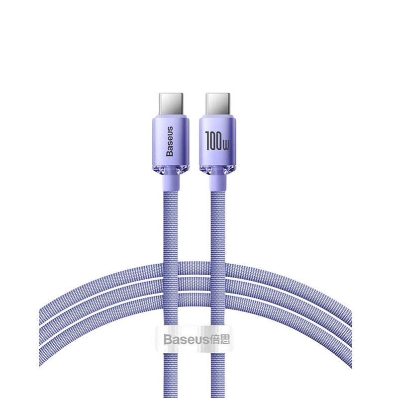 Кабель Baseus Crystal Shine Series Fast Charging Data Cable Type-C to Type-C 100W 1.2m Purple, фото 1