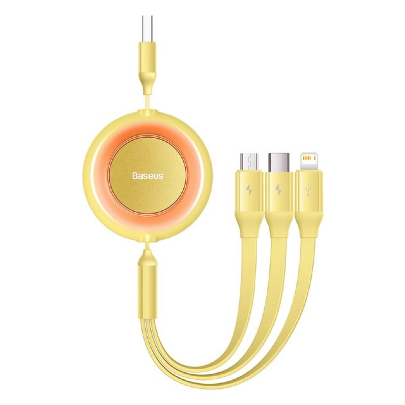 Кабель Baseus Bright Mirror 2 Series Retractable 3-in-1 Fast Charging Data Cable USB to M+L+C 3.5A 1.1m, фото 1