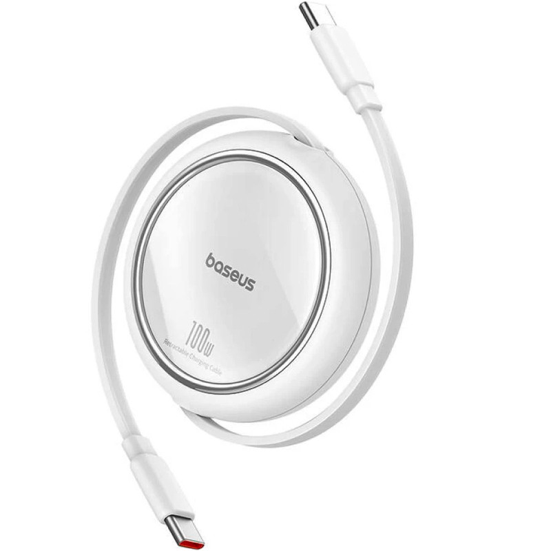 Кабель Baseus Free2Draw Mini Retractable Charging Cable Type-C to Type-C 100W 1m Moon White, фото 1