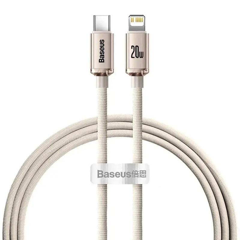 Кабель Baseus Crystal Shine Series Fast Charging Data Cable Type-C to iP 20W 1.2m Pink, фото 1