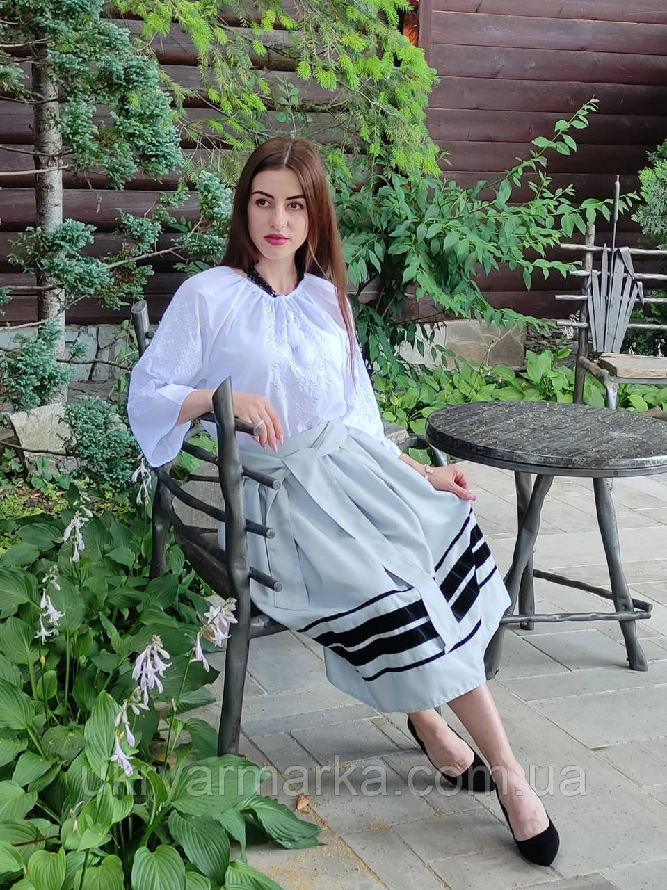 Світло-сіра спідниця до вишиванки  "Одарочка"