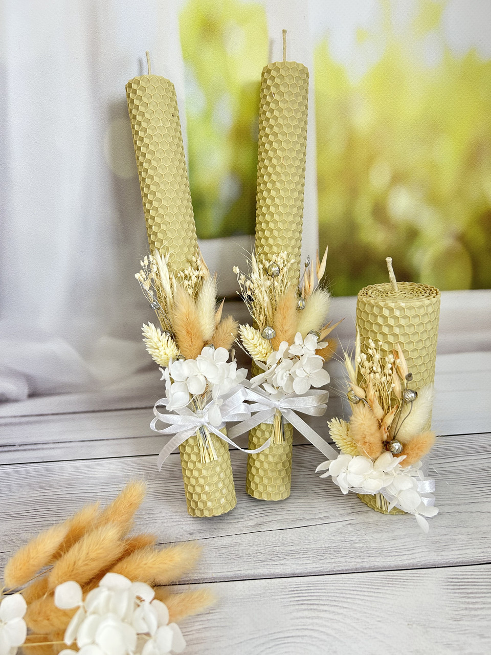 Подарунковий набір свічок із кольорової вощини "Сімейне вогнище", 3шт./набір, фото 1