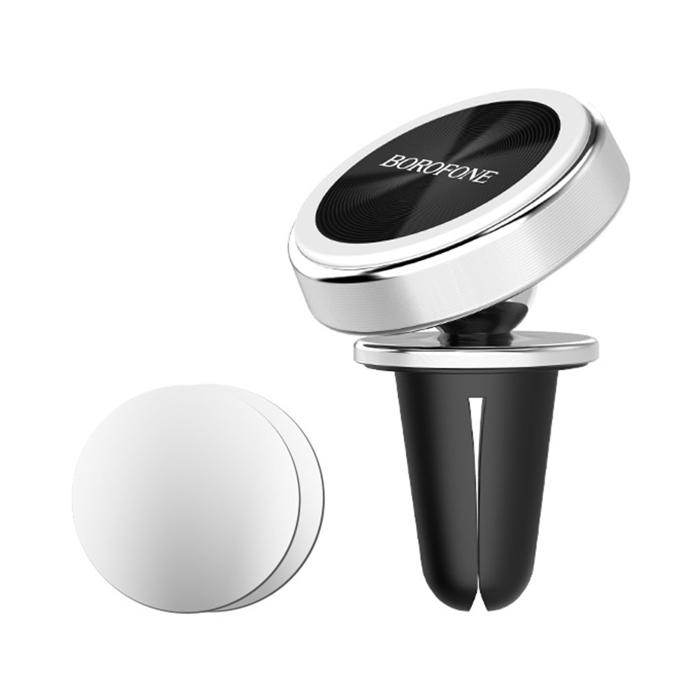Автотримач для телефона BOROFONE BH6 Platinum metal magnetic in-car holder for air outlet Silver, фото 1