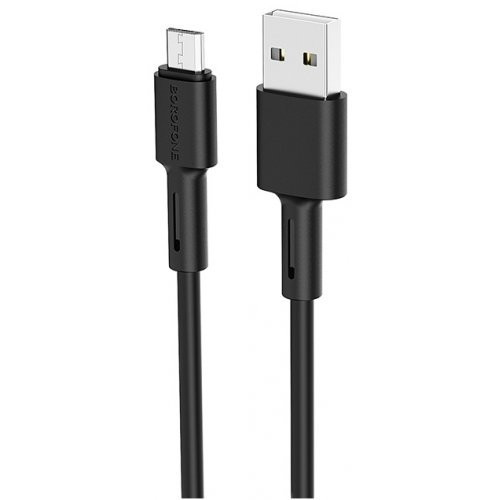 Кабель BOROFONE BX31 USB to Micro 2.4A, 1m, silicone, TPE connectors, Black, фото 1