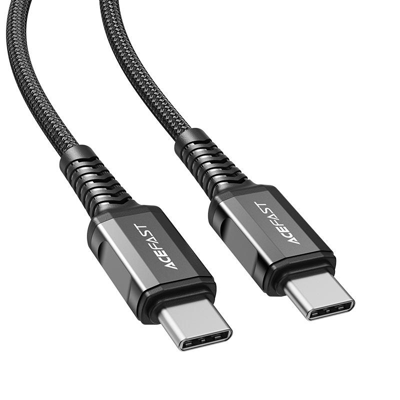 Кабель ACEFAST C1-03 Type-C to Type-C 3A, 1.2m, nylon, aluminum connectors, Black, фото 1