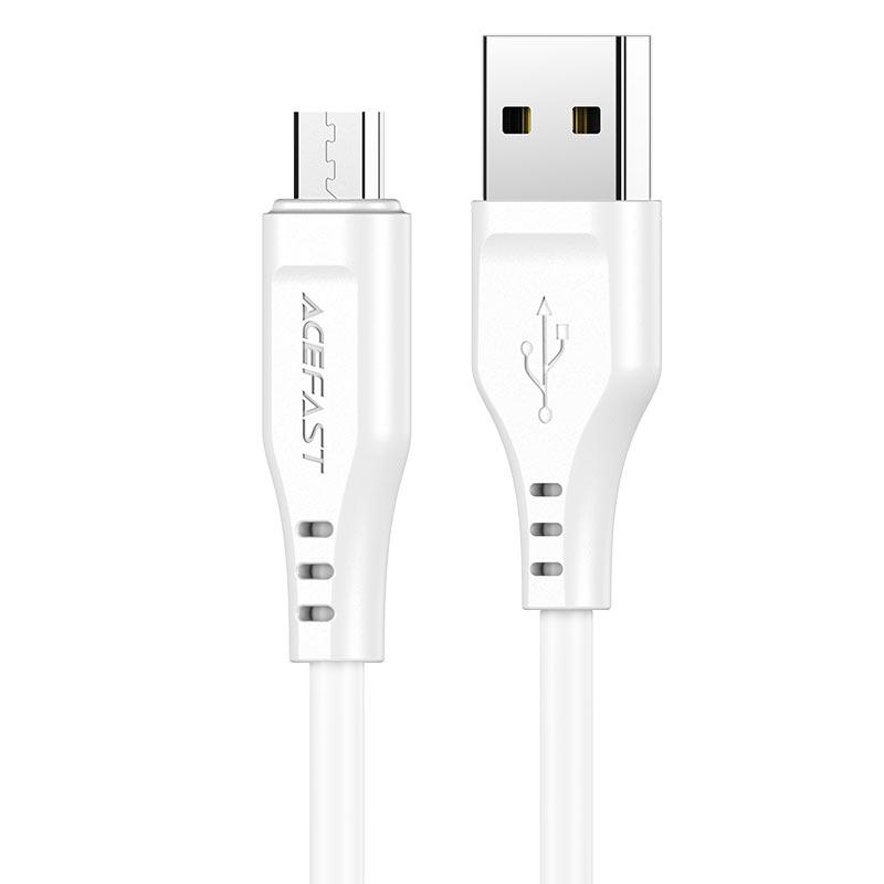 Кабель ACEFAST C3-09 USB to Micro 2,4A, 1.2m, TPE, TPE connectors, White, фото 1