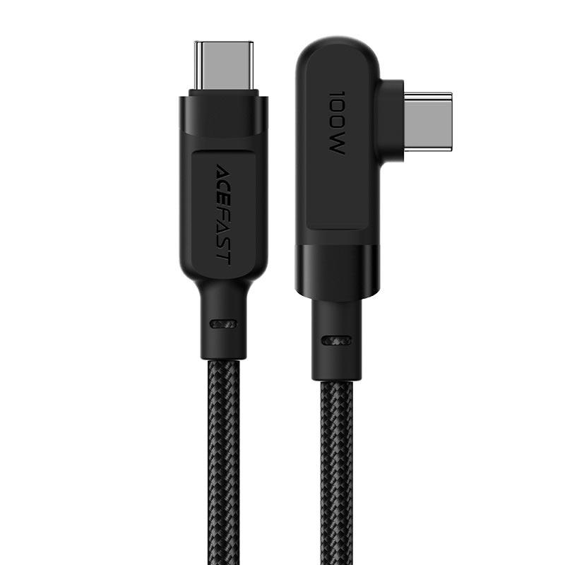 Кабель ACEFAST C5-03 USB-C to USB-C 100W right angled aluminum alloy 2m Black, фото 1