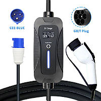 Зарядка для електромобілів GBT 32A 7,4kВт 220 В налаштування по потужності перехідник на домашню розетку гарантія обмін