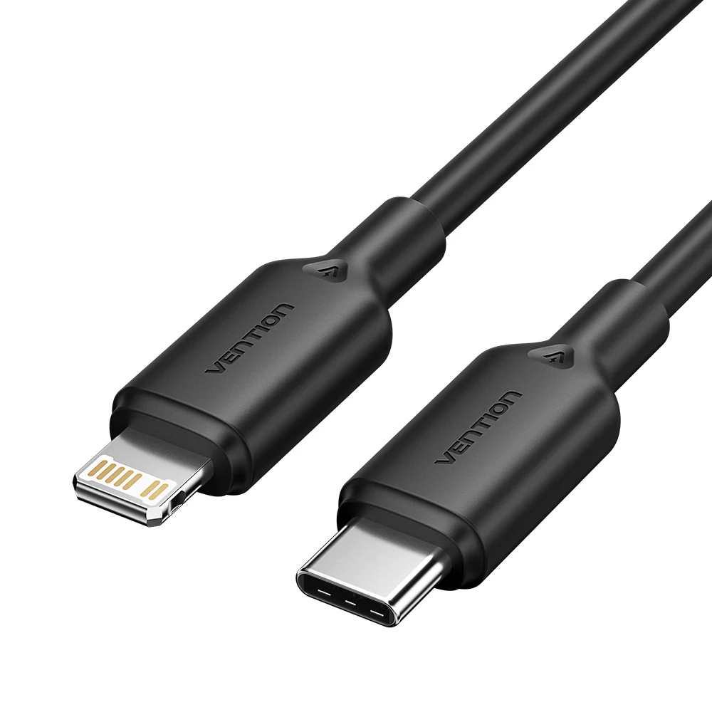 Кабель Vention USB 2.0 Type-C Male to Lightning Male 3A Cable 2M Black PVC Type, фото 1