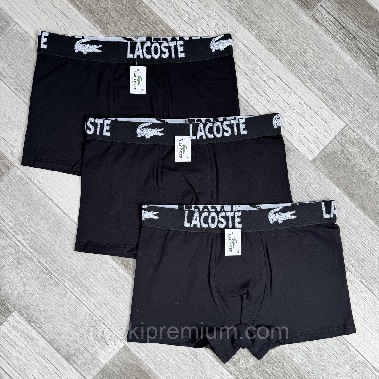 Труси чоловічі боксери бавовна 3D Lacoste 07, розмір 3XL (54-56), чорні, 03376, фото 1