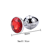Набір пробок із Червоним каменем 3 шт, Конусні пробки з металу різного розміру та діаметру, Інтимні іграшки, фото 4