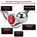 Набір пробок із Червоним каменем 3 шт, Конусні пробки з металу різного розміру та діаметру, Інтимні іграшки, фото 8