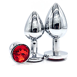 Набір пробок із Червоним каменем 3 шт, Конусні пробки з металу різного розміру та діаметру, Інтимні іграшки, фото 9