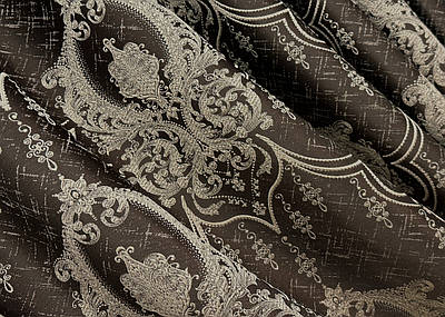 Шторна тканина парча. Колір венге з бежевим. Код 1774ш