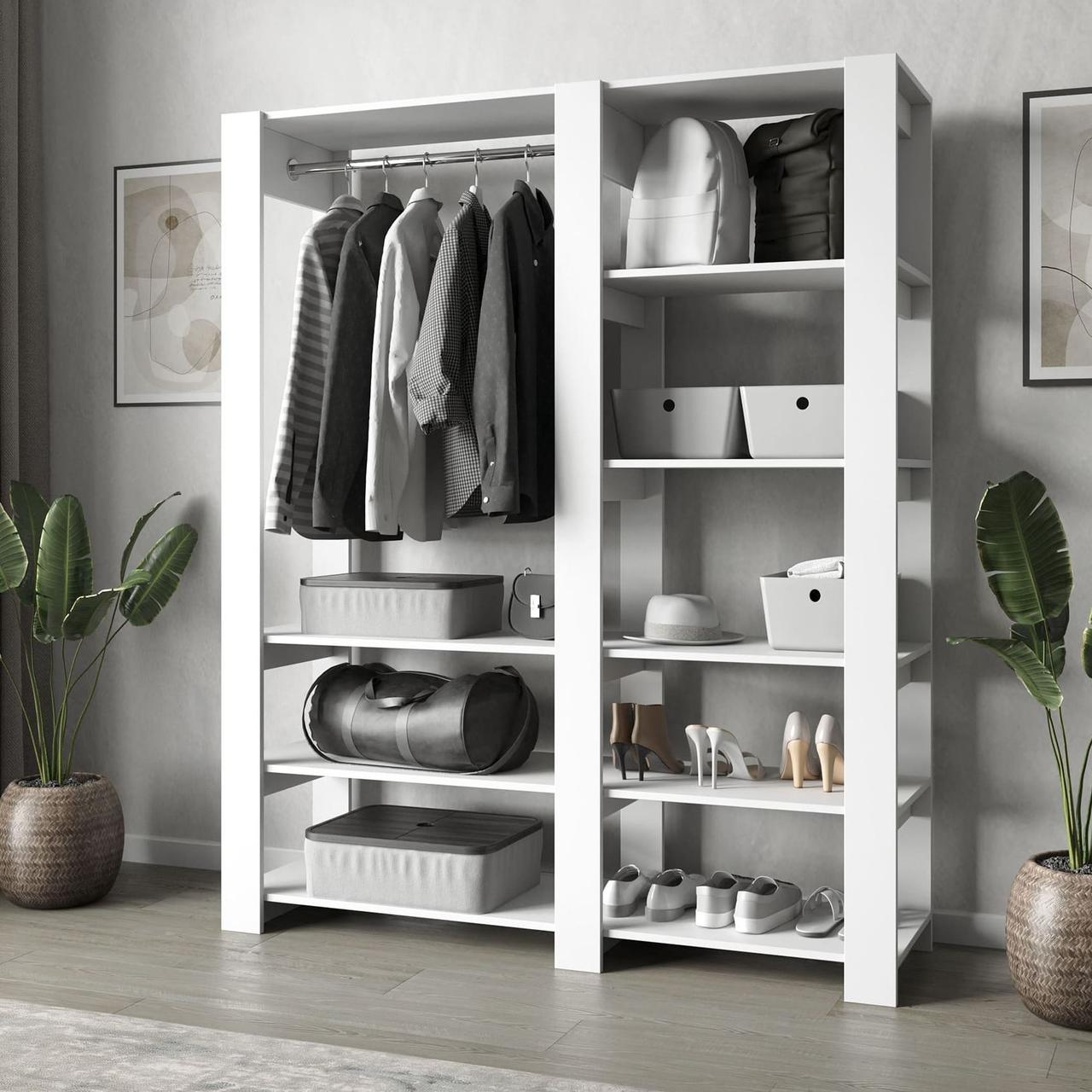 Вішалка для одягу гардеробна з 8 відкритими полицями Гардеробні системи з Ламінованого ДСП, фото 1