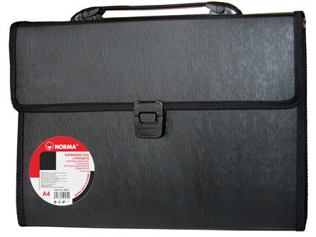 Портфель пластиковий 3 відділення A4 5053 NORMA чорний, фото 1