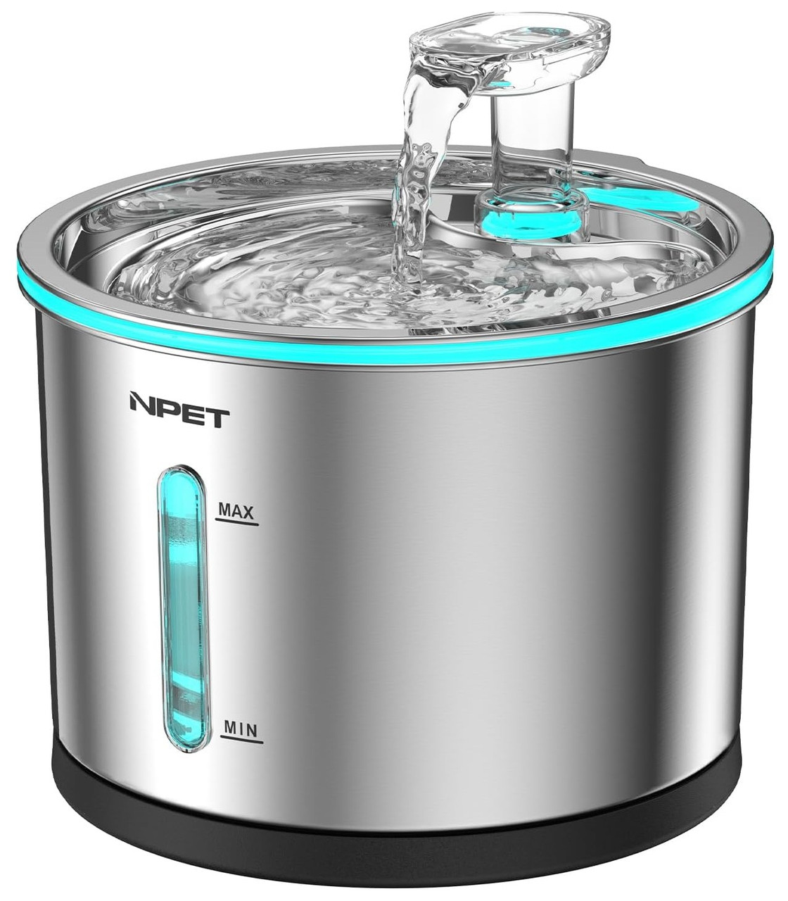 Фонтан для кота NPET WF210 1,5 л з нержавіючої сталі з підсвіткою