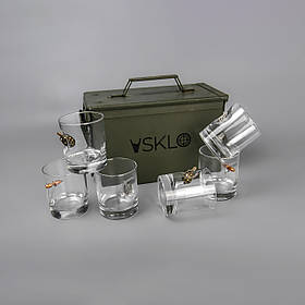 Набір для віскі 6 склянок (вставки: куля, герб, лимонка) на подарунок куму, брату, свату