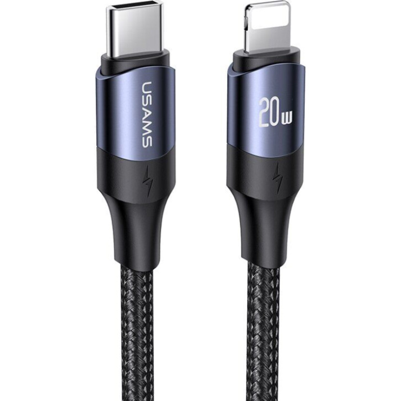 Кабель Usams US-SJ521 U71 Type-C to Lightning 20W PD Fast Charging & Data Cable 1.2m Black, фото 1