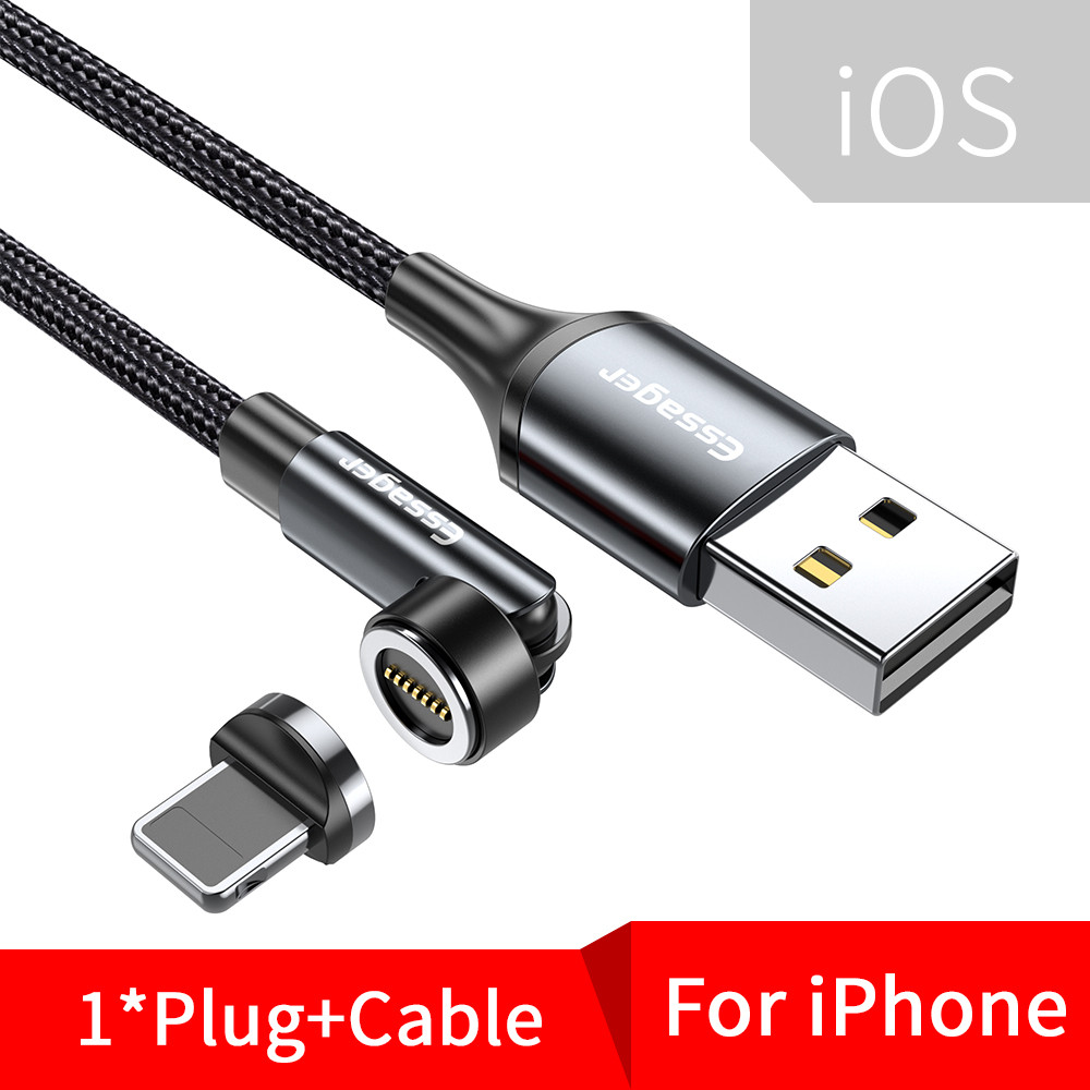 Кабель Essager Universal 540 Ratate 3A Magnetic USB Charging Cable Lightning 1m grey (EXCCXL-WX0G), фото 1
