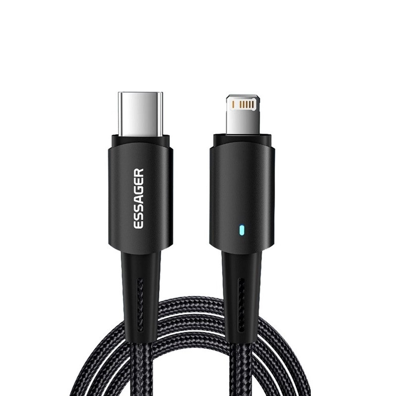 Кабель ESSAGER Fast Charging 20W USB-A to Lightning C 0,5m black, фото 1