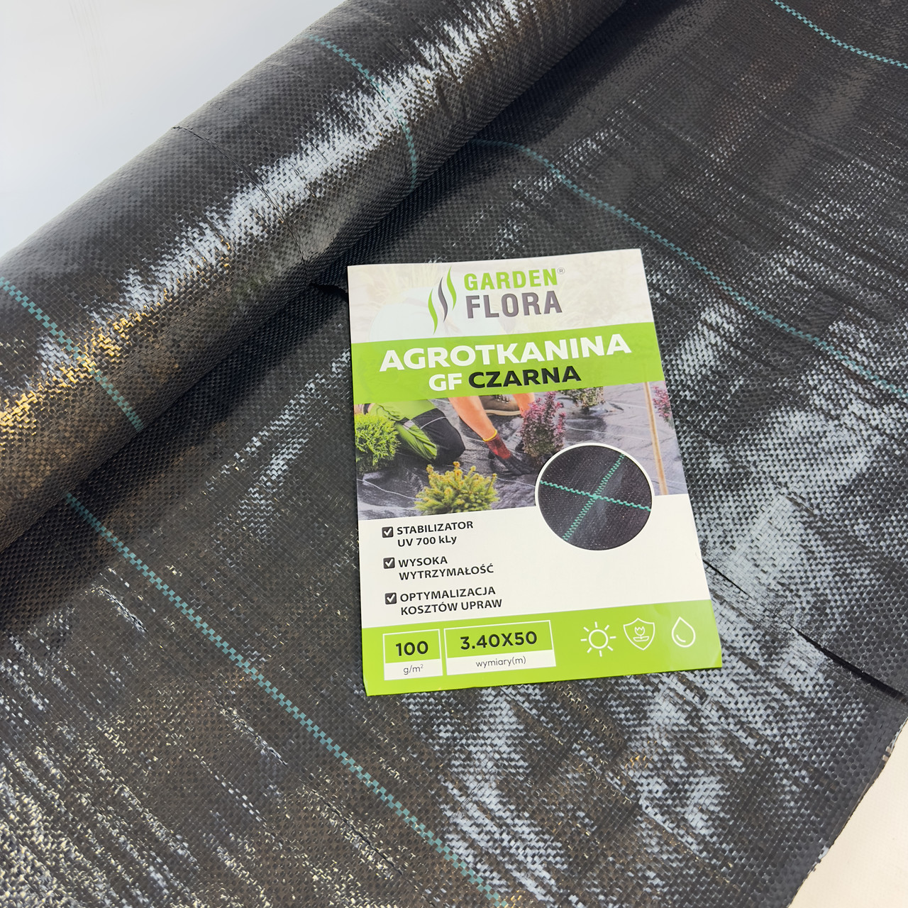 Агротканина Garden Flora Чорна 100 г/м² 3.40м × 50м Якісна агротканина для парника