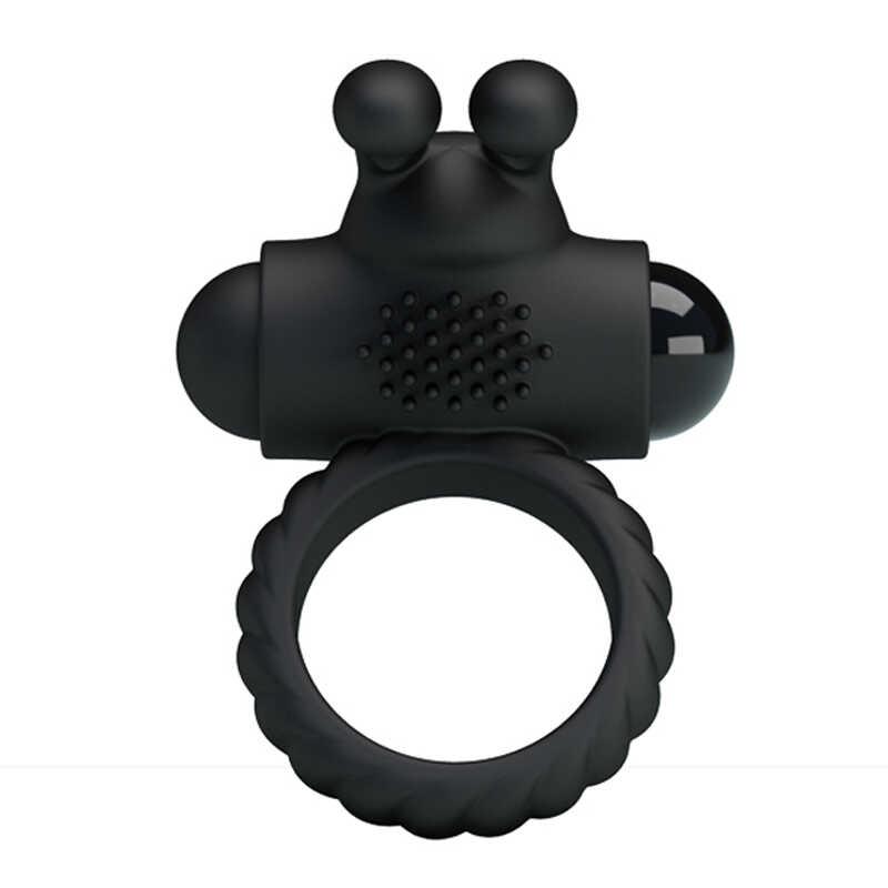 Ерекційне віброкільце Pretty Love, чорне, силікон, фото 1