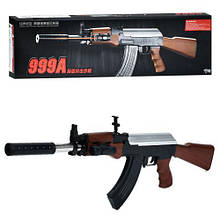 Автомат 999A 72см, стріляє пластиковими кулями, лазер, на бат(табл), в кор-ці 76-20-7см