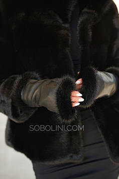 Чорні мінетки з хутром норочки