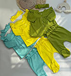 Комплект для дівчинки туніка з рюшами + повзунки + пов’язка (тканина інтерлок), фото 4