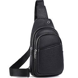 Сумка-слінг чоловіча чорна через плече з натуральної шкіри TIDING BAG A25F-515-1A