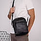 Чоловіча сумка-барсетка через плече шкіряна чорна з ручкою Tiding Bag M32432, фото 4