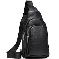 Слінг шкіряний чоловічий на плече чорний  TIDING BAG TH-73583