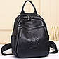 Рюкзак жіночий шкіряний з тичненням під рептилію чорний 34926, фото 2