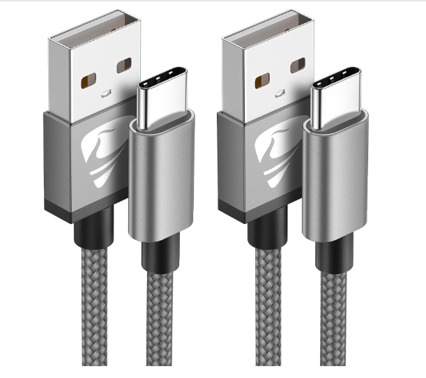 Зарядний кабель Yosou USB C 2 м, 2 шт., USB A до USB C типу C, швидка зарядка, 3A, плетений кабель, фото 1