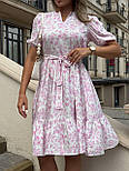 Літнє плаття міді з короткими рукавами та поясом із воланом на спідниці (р. 42-52) 2036061, фото 6