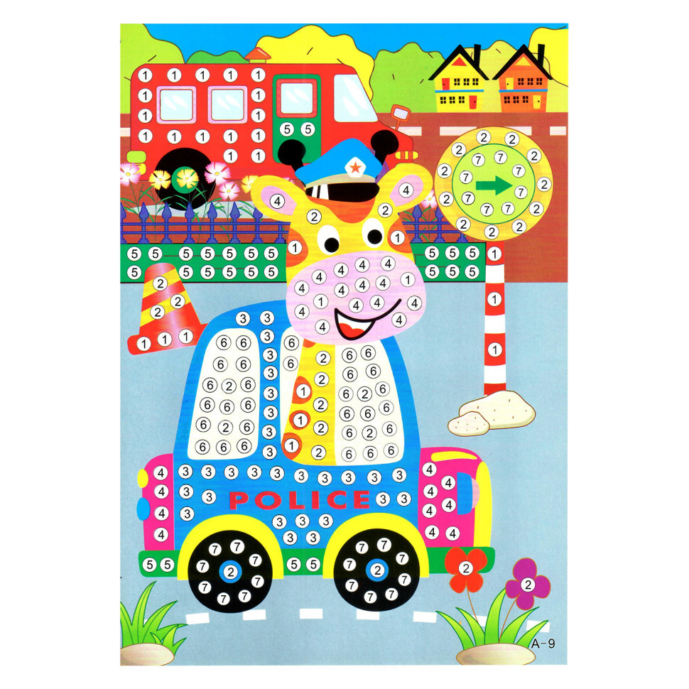 Дитяча мозаїка за номерами "Жираф" 13-127-1 різнокольорові камінчики, фото 1