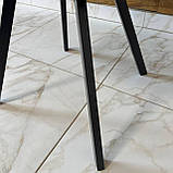 Інтер'єрний стілець КОМО зі спинкою з чорного велюру категорії топ на чорному прямокутному металевому каркасі, фото 5