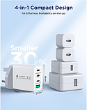 Мережевий зарядний пристрій Aioneus 40 Вт з 4 портами ( 2шт) USB і USB-C швидкий зарядний пристрій білий, фото 2