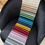 Інтер'єрний стілець КОМО зі спинкою з чорного велюру категорії топ на круглому прямокутному металевому каркасі, фото 4