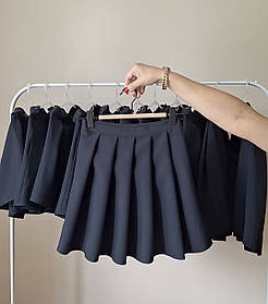 Дитяча спідниця шкільна в складки, темно синя. Шкільна форма.