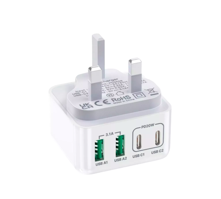 Мережевий зарядний пристрій Aioneus 40 Вт з 4 портами USB-C USB-C, двопортова зарядка, PD+QC, фото 1