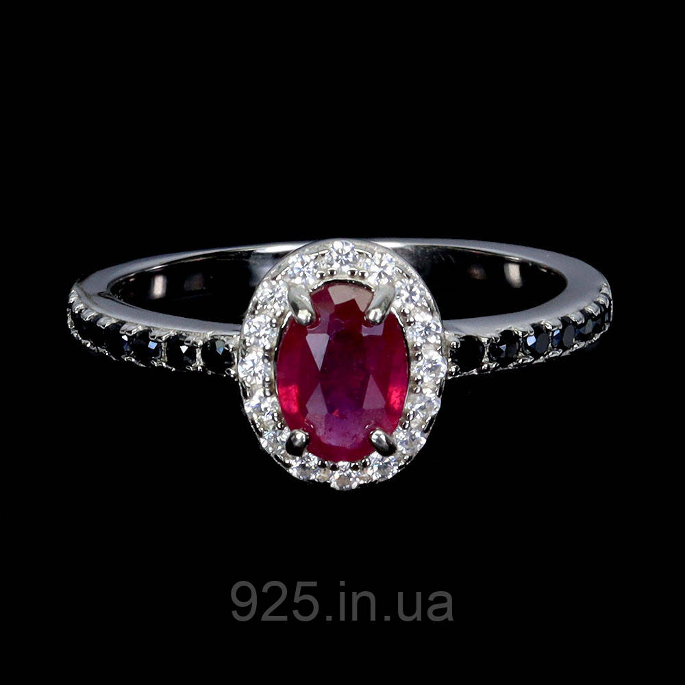 Каблучка. Натуральний рубін і шпінель. Срібло 925., фото 1