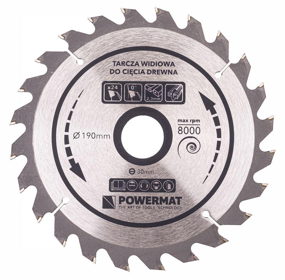 Диск пиляльний універсальний 190x30x24Z Powermat TDD-190x30x24Z круг для циркулярної пилки по дереву