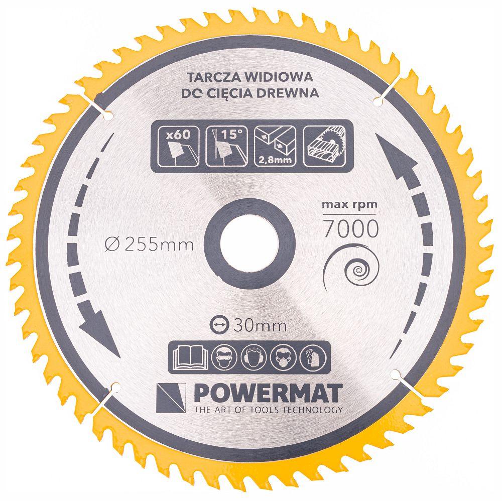 Круг для різання дерева та пластику 255x30 нержавіючий Powermat 60z TDD-255x30x60Z циркулярний диск
