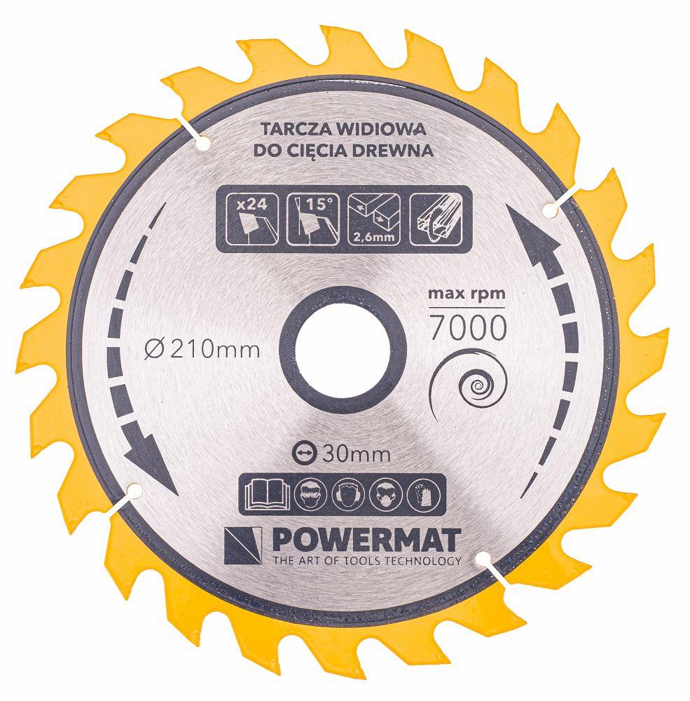 Торцевий пиляльний круг 210x30 мм Powermat 24 зуба для торцювальних пилок